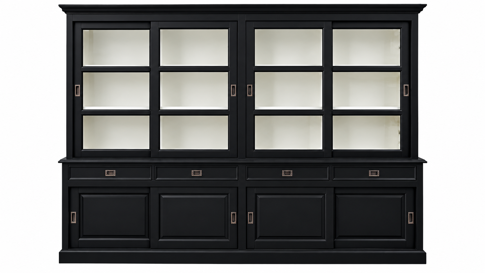 Vitrinenschrank Neuss 300 cm schwarz-weiß, Vitrine