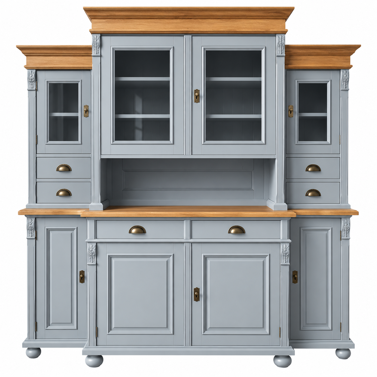Buffet Schrank im Landhausstil grau/antikbraun - Massivholz Küchenschrank