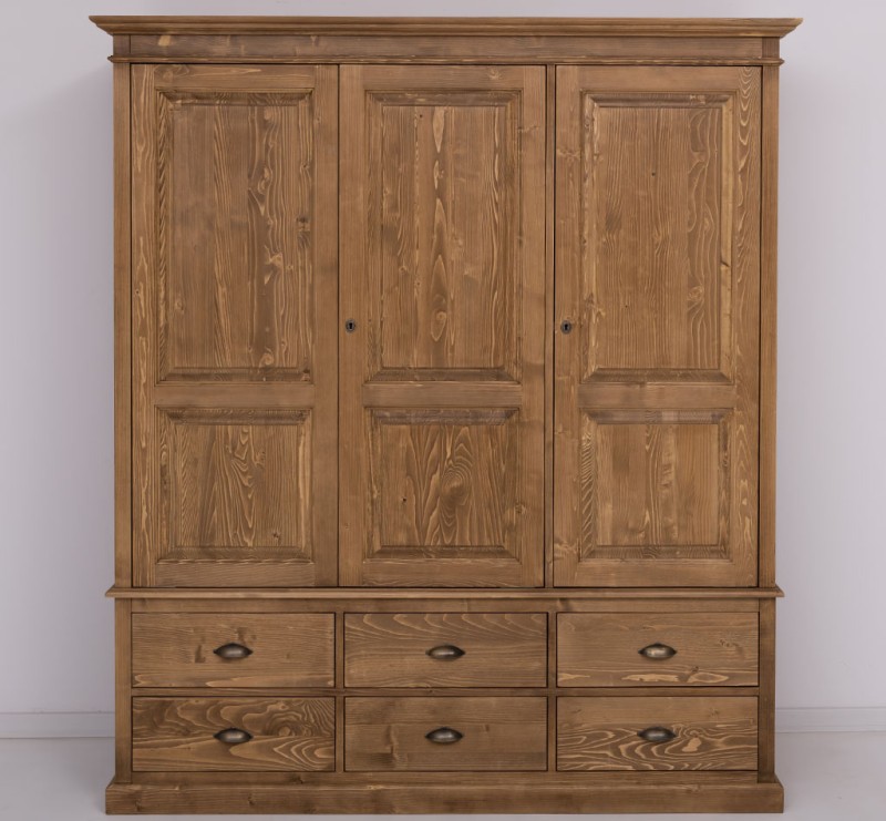 Landhaus Kleiderschrank - Massivholz Schrank Naturholz