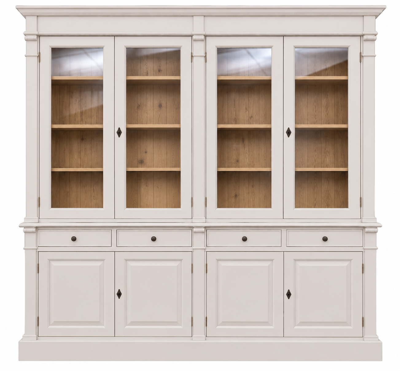 Glasvitrine Landhausstil 223 cm | Kiefer massiv | Wohnpalast