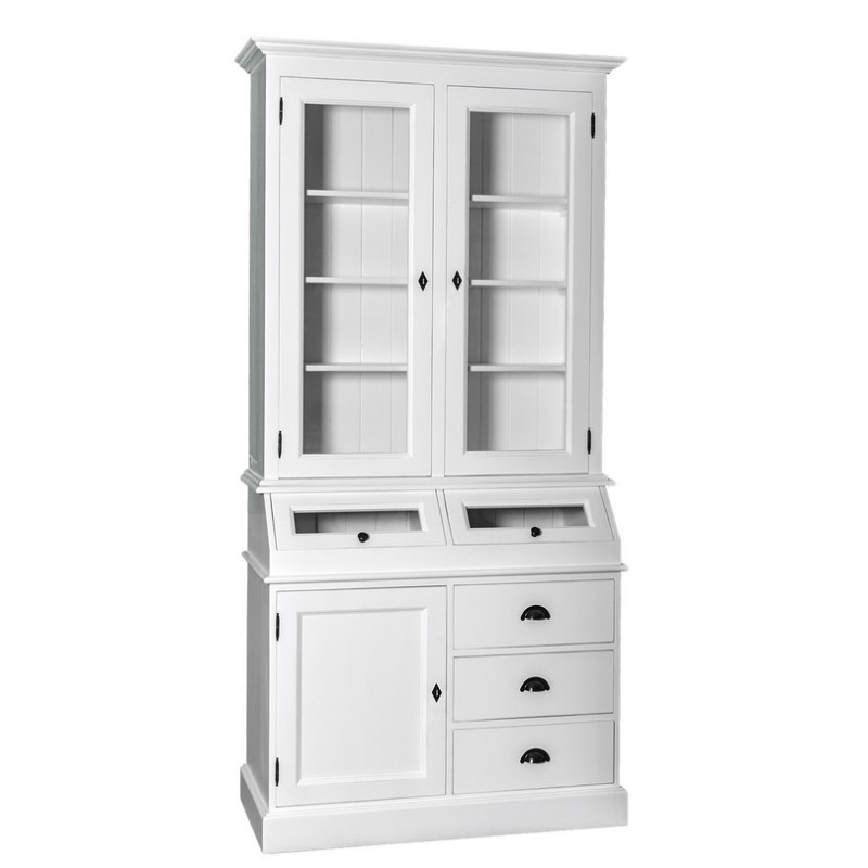 Landhaus Vitrinen - Schrank 113 cm breit weiss