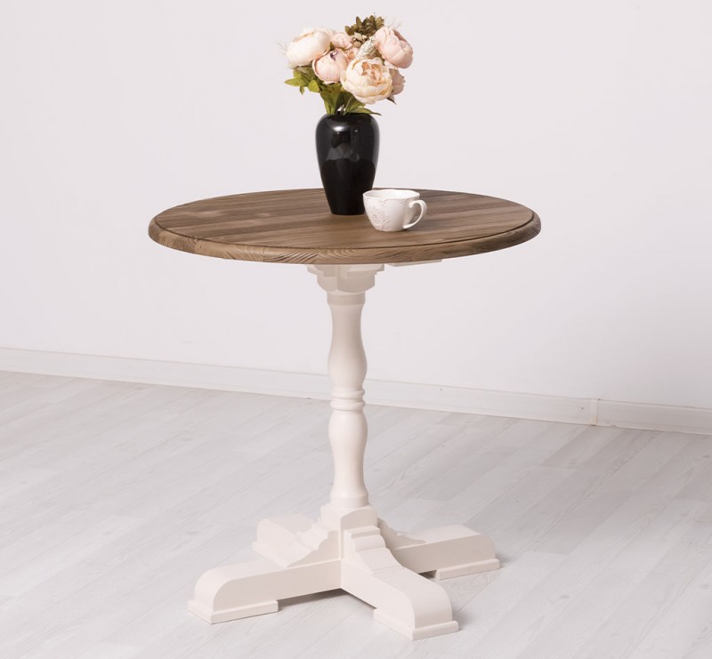 Landhaus Bistrotisch mit Eichenplatte 78 x 78 x 78 cm Massivholz