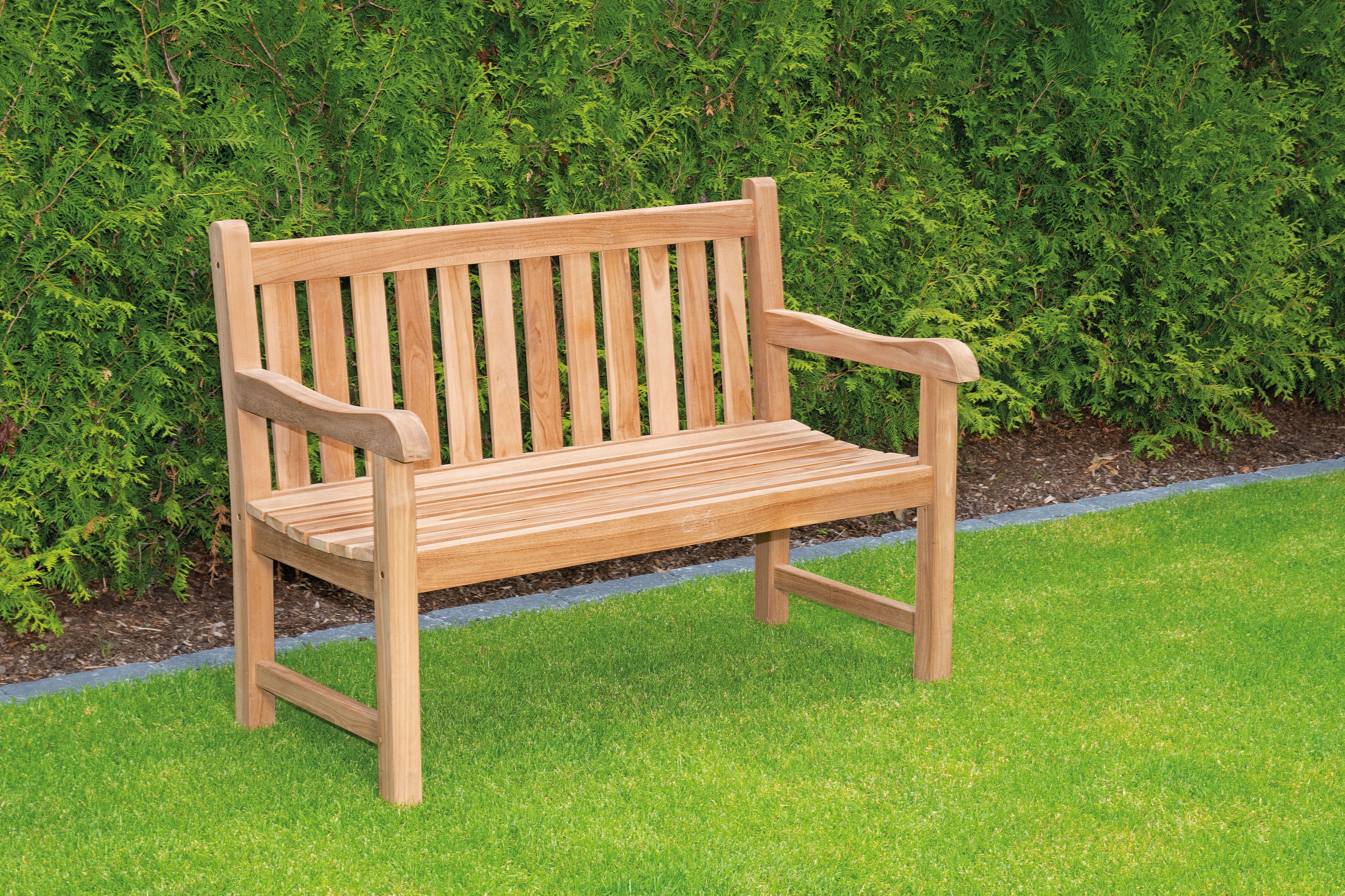 DERRY 2-Sitzer Gartenbank aus Teakholz – 120 cm