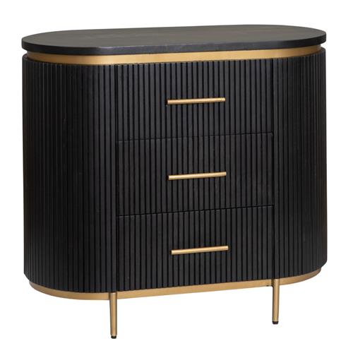 Rivello Kommode schwarz mit 3 Schubladen
