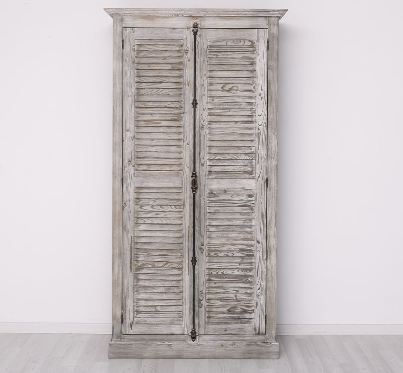 Shutter Kleiderschrank Massivholz Kiefer – 2 Lamellentüren, 109x210x40 cm