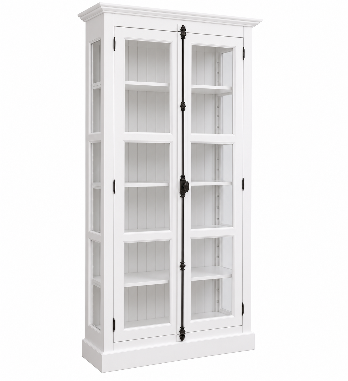 Landhaus - Massiv - Glas - Vitrine mit verstellbaren Regalböden und seitlichen Glasscheiben 110 cm