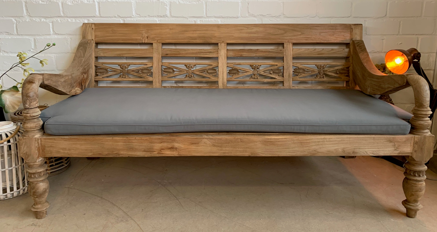 Lounge Bank Teak Gartenbank mit Auflage 200 cm Gartenmöbel