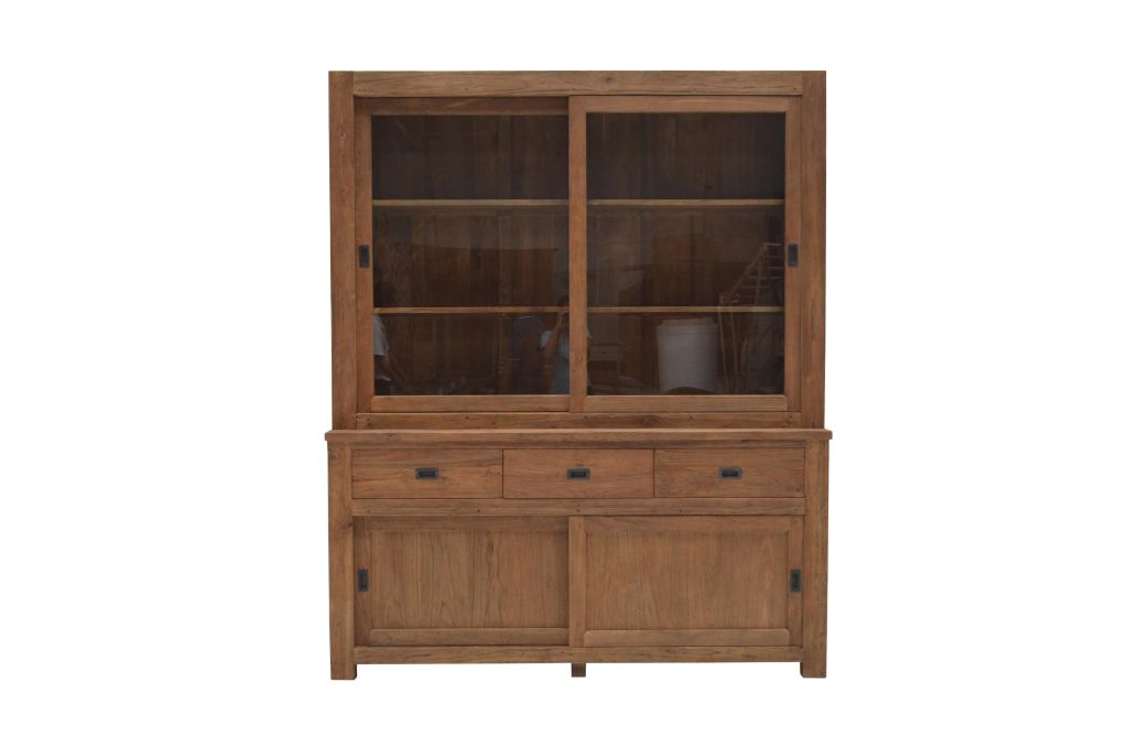 Vitrinen Schrank Mees 180cm Teak massiv