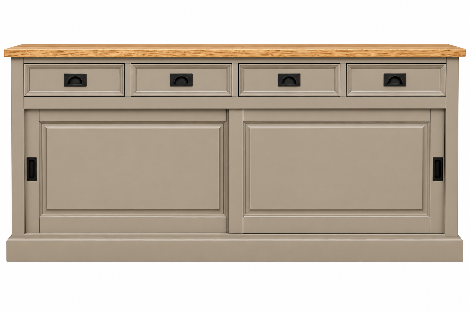 Sideboard Neuss graubeige/eiche 180 cm mit Schiebetüren im Landhaus Stil