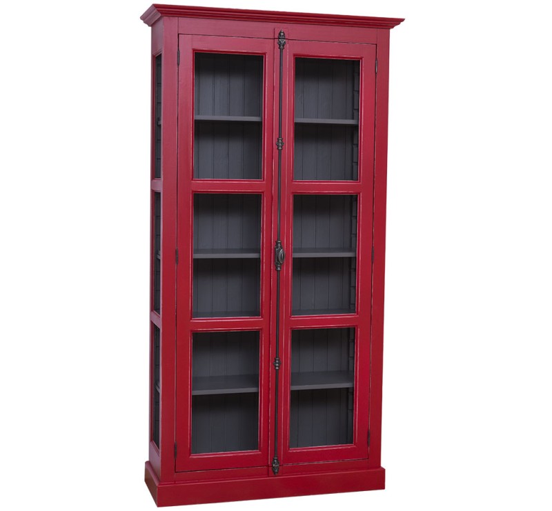 Landhaus - Massiv - Glas - Vitrine mit verstellbaren Regalböden und seitlichen Glasscheiben 110 cm