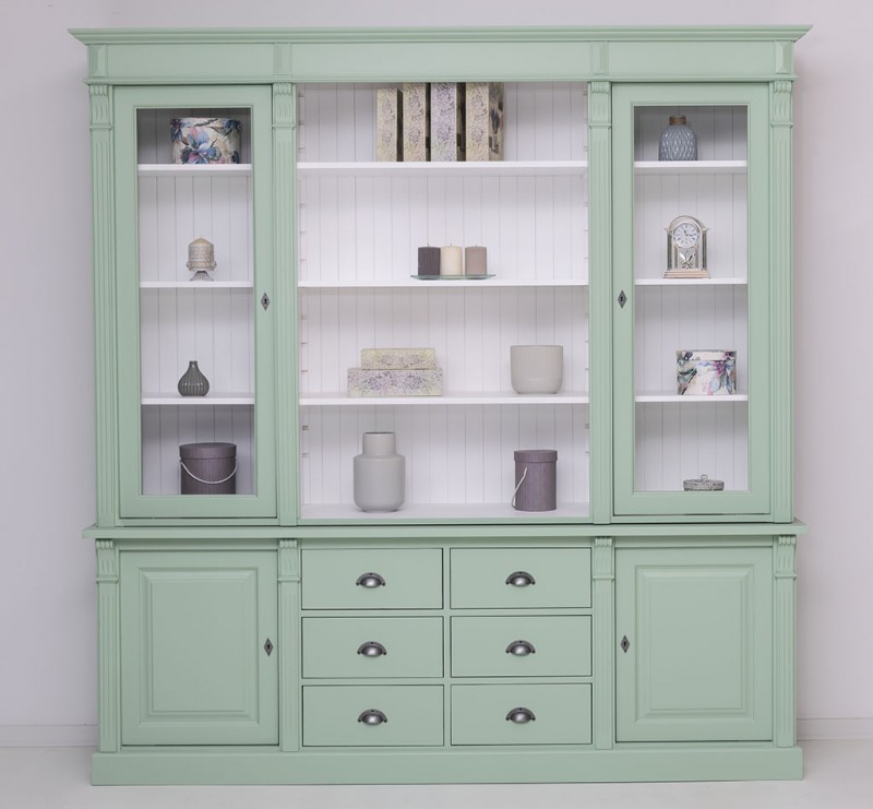 Französischer Bücher Schrank - Landhaus Schrank mintgrün