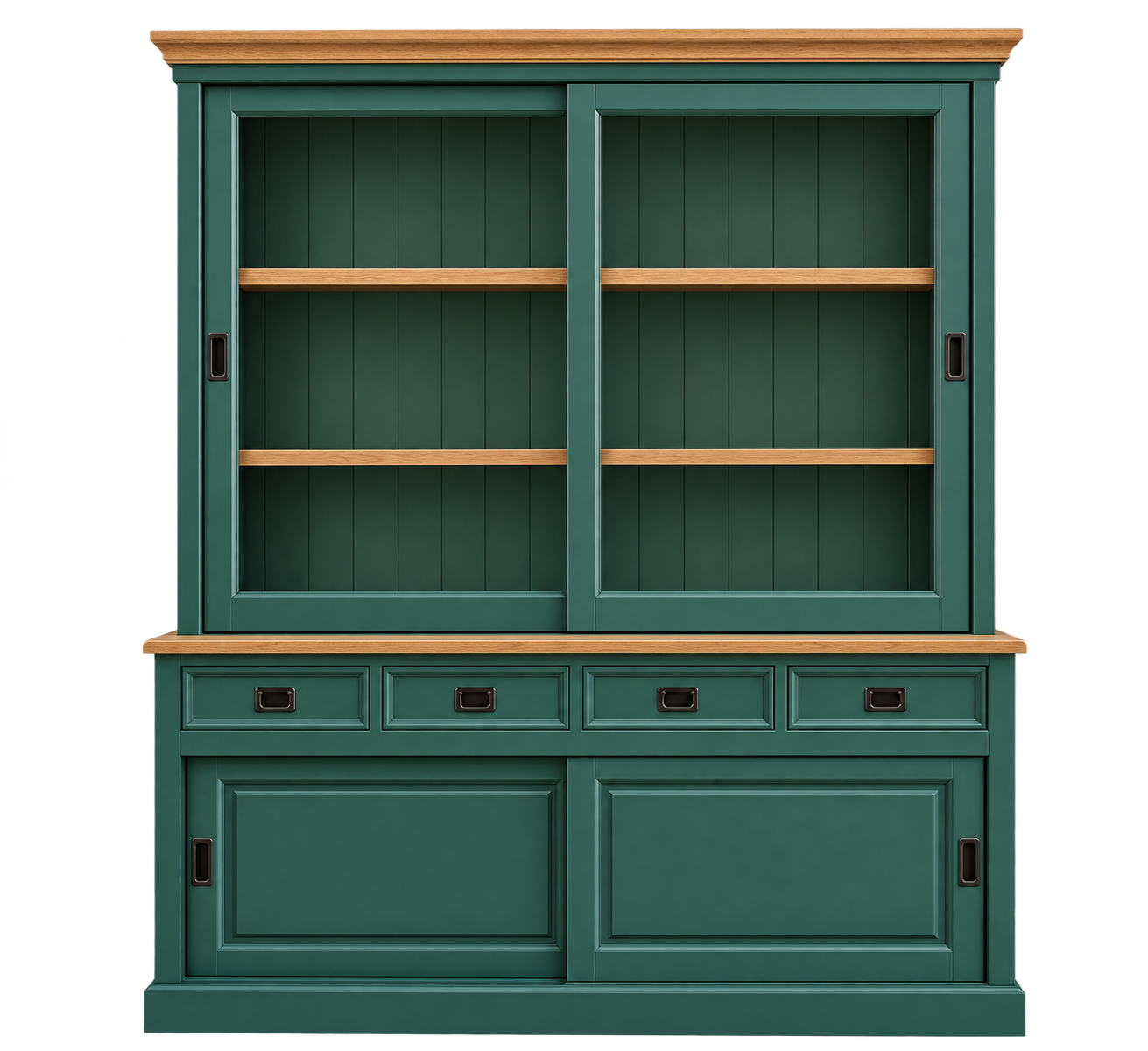 Vitrinen Schrank Neuss 200 cm Kieferngrün/Eiche