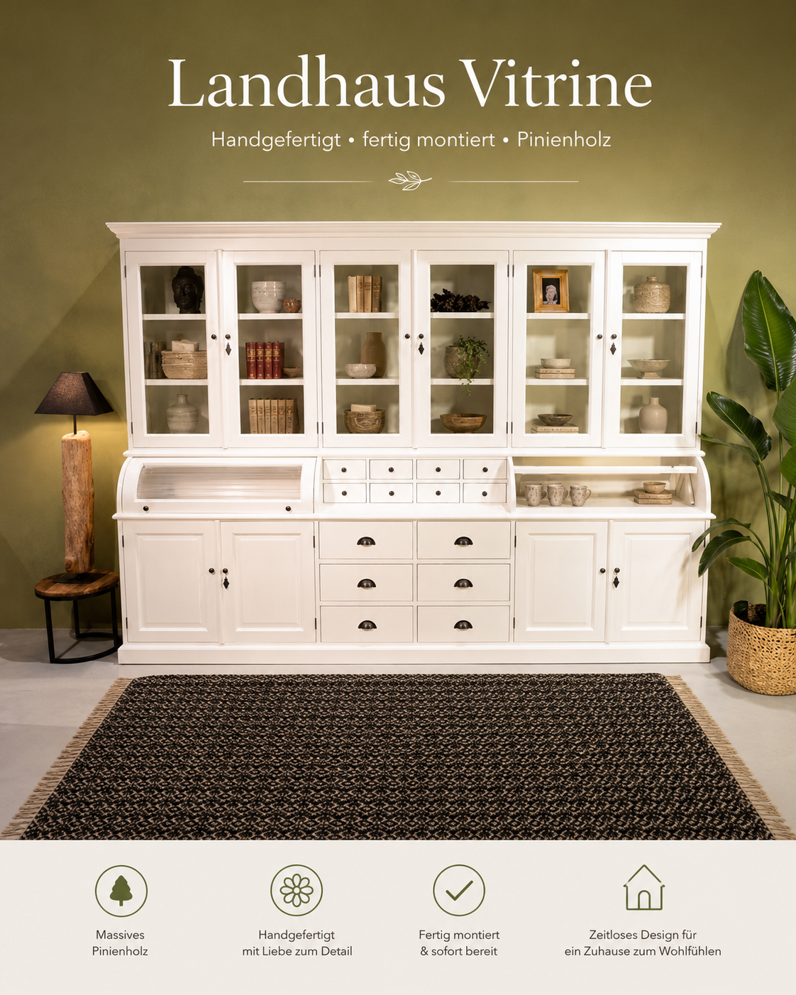 Buffet Schrank Berlin weiß 300 cm - Landhaus Möbel - mehrteilig