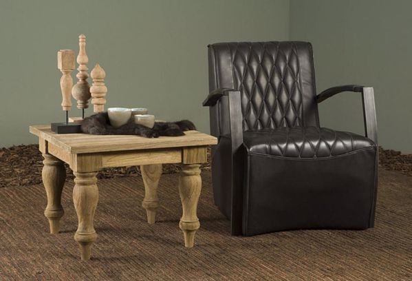Bologna Beistelltisch 60 cm quadratisch Couchtisch  Teakholz Vintage Landhausstil