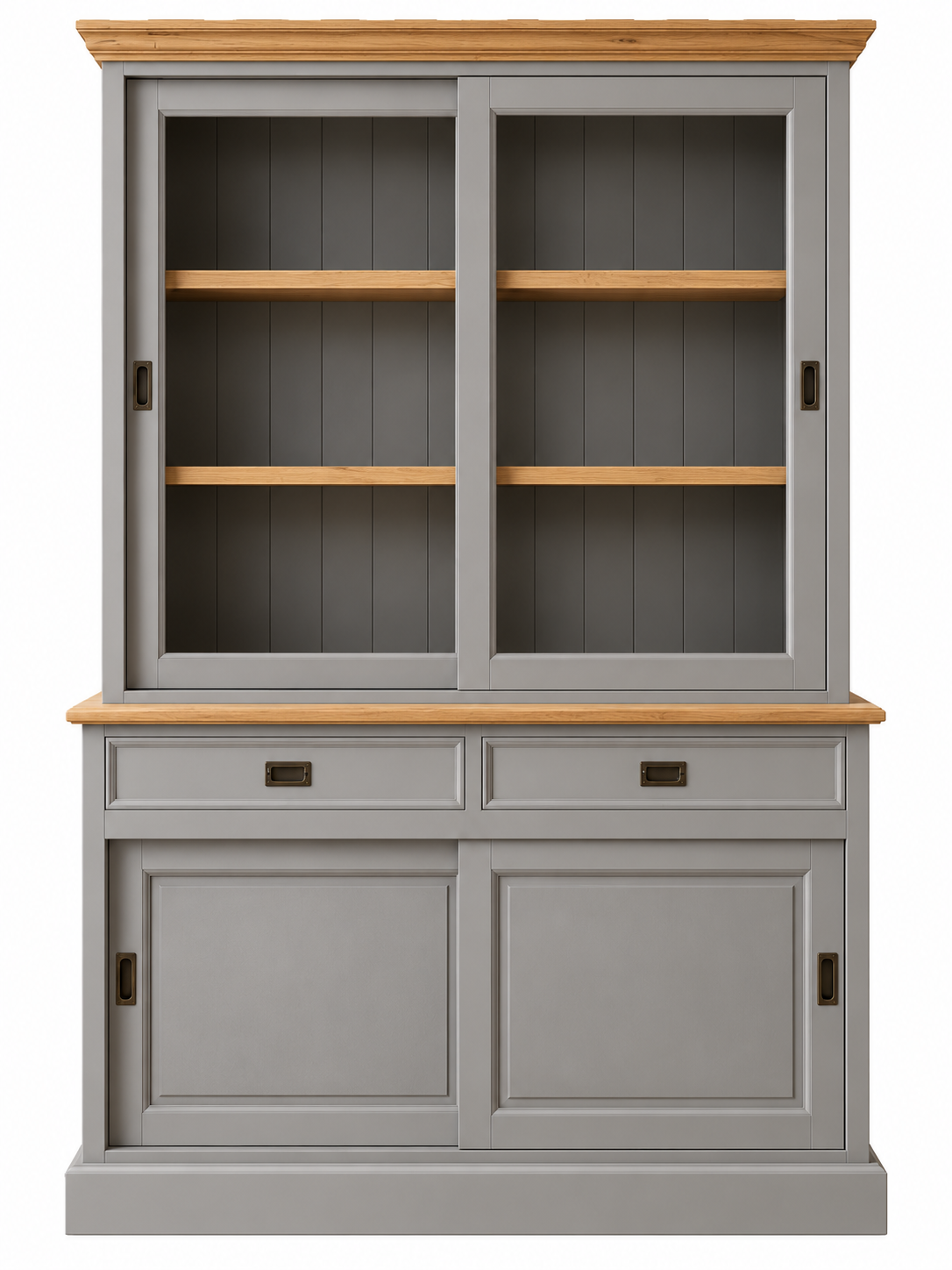 Vitrinen Schrank Neuss 130 cm Murano/Eiche - Buffet Schrank mit Schiebetüren
