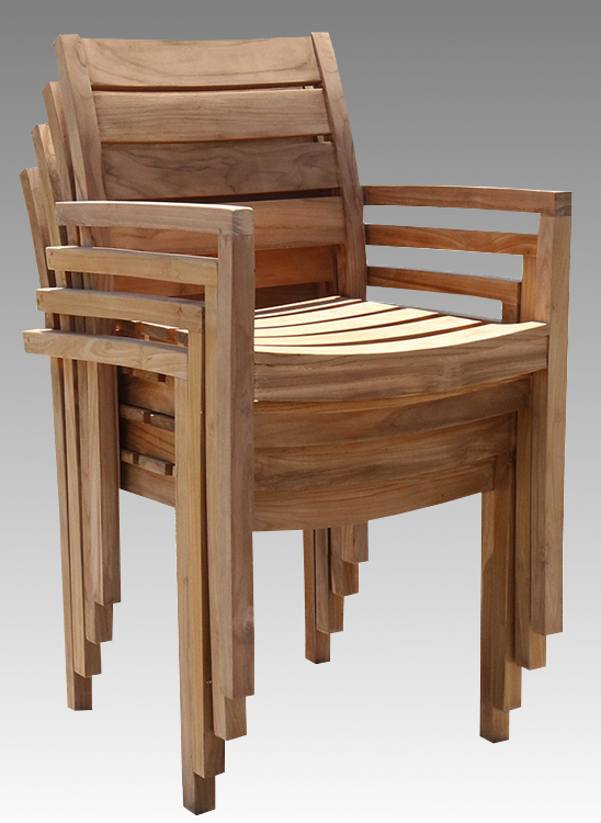 Jever Gartenstuhl  stapelbar Teak  8er Set Teakholz Stuhl Outdoor