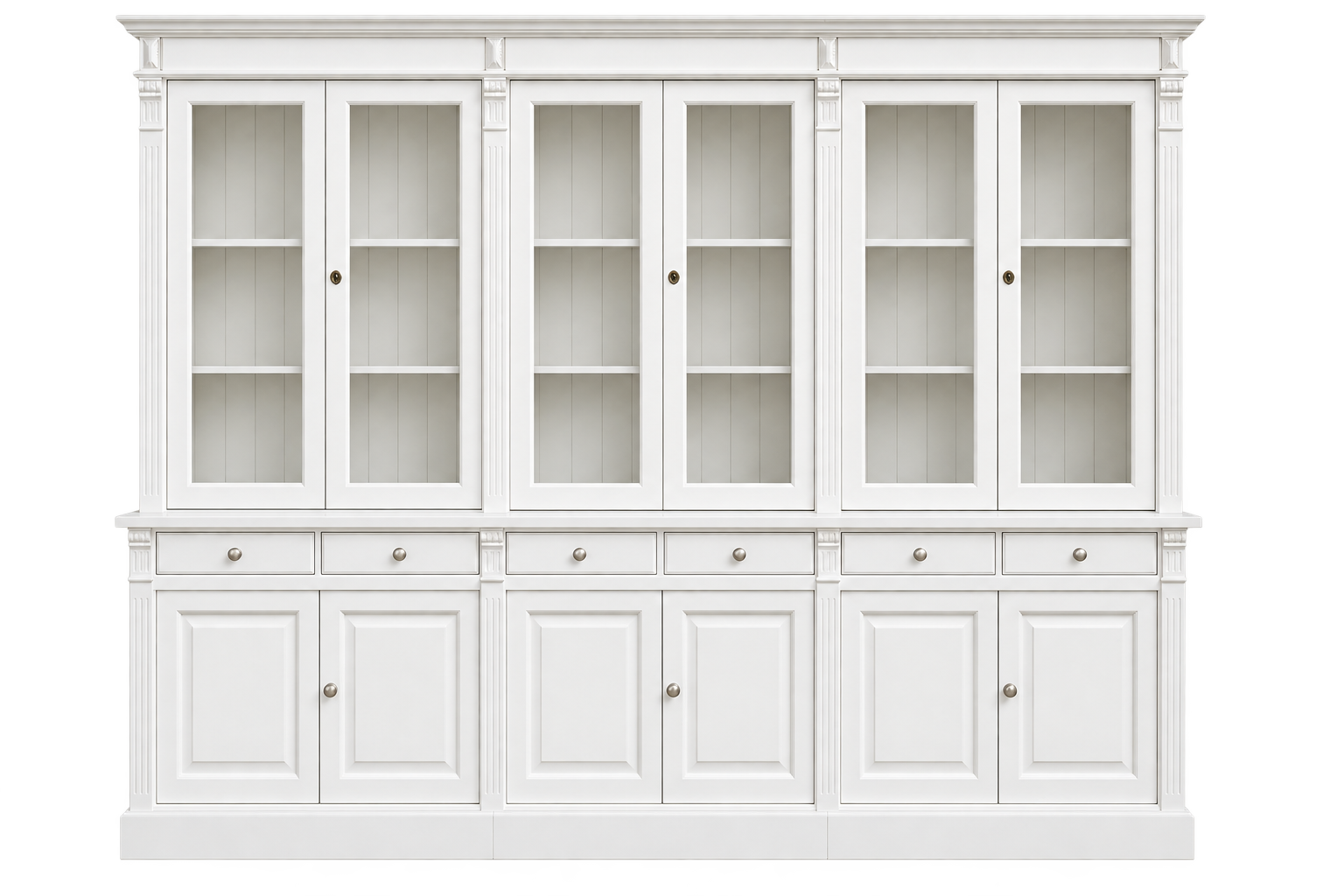 Glasvitrine im Landhausstil 300 cm, mehrteilig, Massivholz - sofort lieferbar!