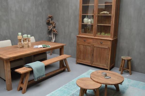 Tua Vitrinen Schrank 120 cm 2-türig Teak
