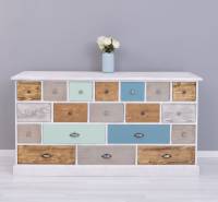 Apothekerschrank mehrfarbig –180 cm breit, 19 Schubladen Kommode Landhaus