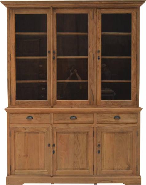 Teak Vitrinen Schrank Brescia Teakholz massiv 160cm