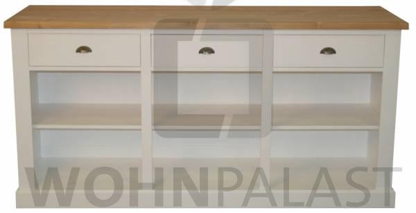 Ladentheke Pisa aus massivem Weichholz shabby chic weiß