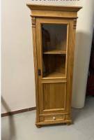 Weichholz Eckvitrine mit 1 Schubladen - Massivholz Eckschrank