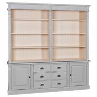 Bücherschrank mit 2 Türen und 6 Schubladen - Massivholz Regal 2-teilig