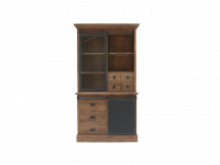Vitrinen Schrank Roda Teakholz Massiv  - Buffet Schrank Teak mit Eisen