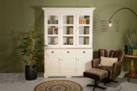 Vitrinen Schrank London 150 cm Landhaus weiß-eiche
