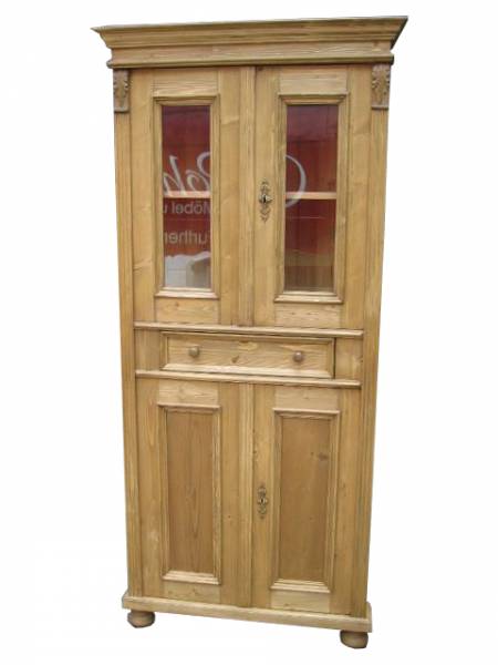 Jugendstil Eckvitrine aus Weichholz