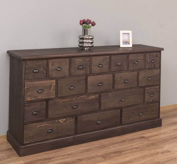 Apothekerschrank–180 cm breit, 19 Schubladen Kommode Landhaus