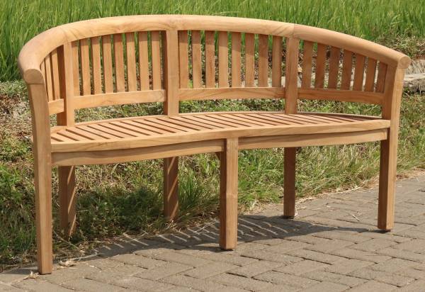 Gartenbank Halbrund 150cm Teakholz Gartenmöbel Sitzbank Teak Massivholz