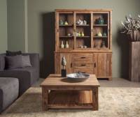Teakholz Vitrinen Schrank Lorenzo - Vitrine 180 cm