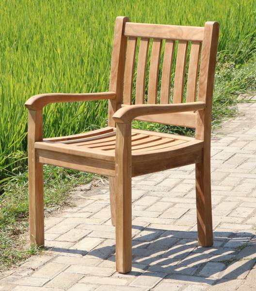 Premium Teak Gartenstuhl Beaufort Gartensessel mit Armlehnen Teakmöbel