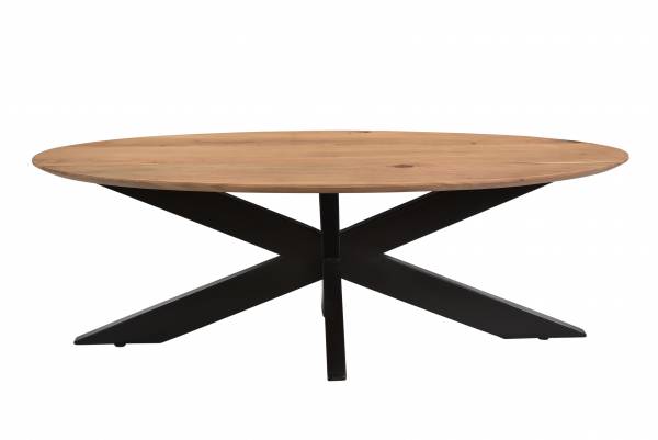 Oslo Oval Couchtisch Spider Metallgestell 130cm Akazienholz Minimalistischer- Stil