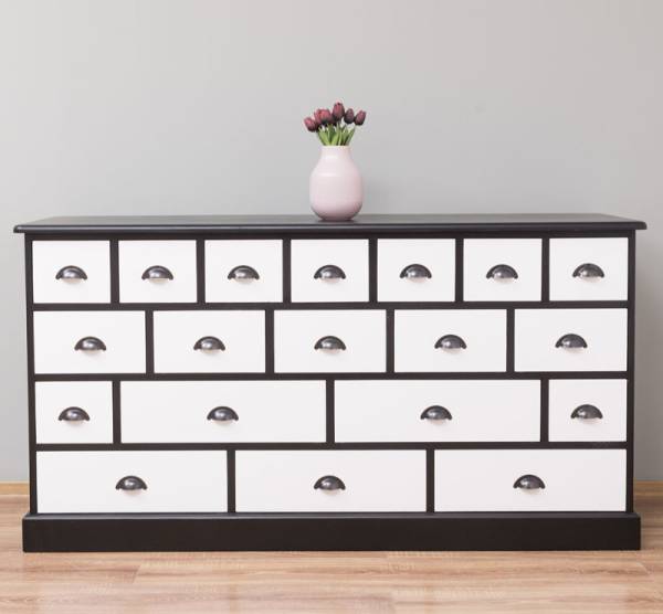 Apothekerschrank–180 cm breit, 19 Schubladen Kommode Landhaus