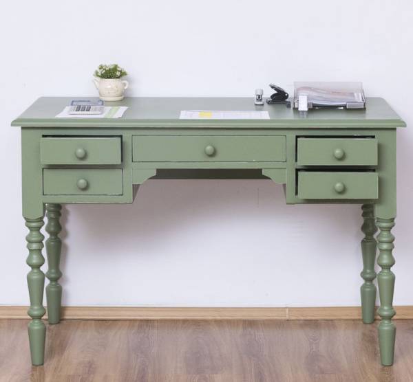 Schreibtisch mit gedrechselten Beinen -Landhaus Stil – verschiedene Farben -5 Schubladen