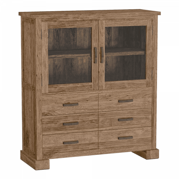 Teakholz Buffet Schrank Lorenzo - Vitrine 120 cm