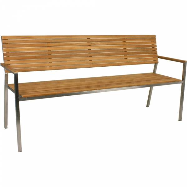 Gartenbank 4-Sitz Teak FSC, geölt, Edelstahl, gebürstet Outdoor-Möbel