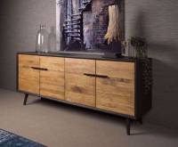 Bresso Sideboard 200 cm 4 Türen Retro Anrichte Eichenholz