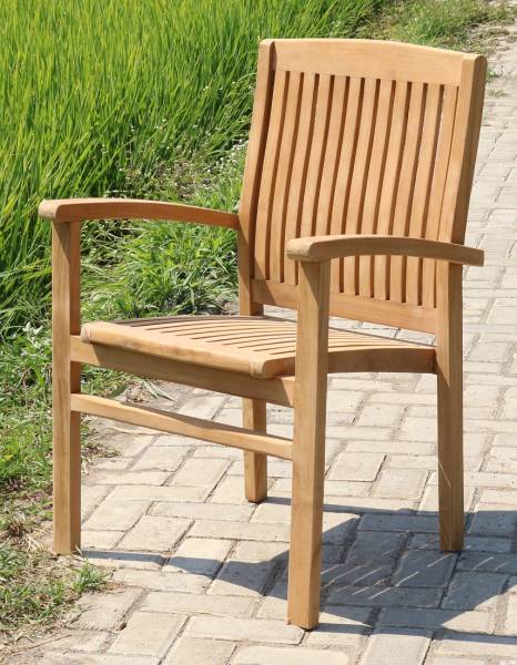 Gartenstuhl Stapel Teak 4er Set Teakholz Stuhl Outdoor (stapelbar)