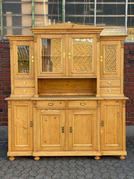 Jugendstil Weichholz Buffet Schrank - antike Weichholz Möbel