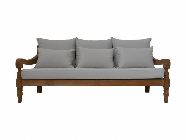 Bahama 3,5-Sitzer Lounge Sofa inkl. Kissenset - 190x95x80 - Natur/Weiss - teak