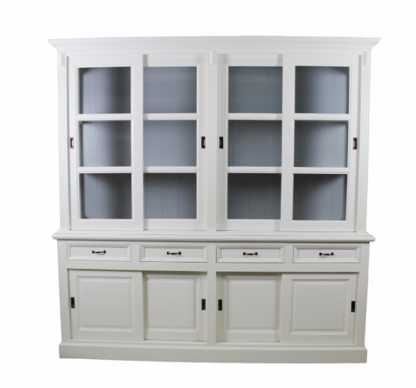 Vitrinen-Schrank Vincenza weiß/hellgrau 220 cm