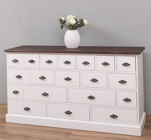 Apothekerschrank –180 cm breit, 19 Schubladen Kommode Landhaus