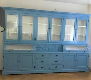 Geschirrschrank Buffet Schrank 300 cm blau - Landhaus Möbel