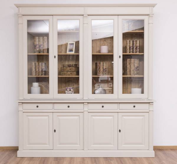 Massivholz Glas Vitrine im landhaus Stil zweifarbig - verschiedene Varianten