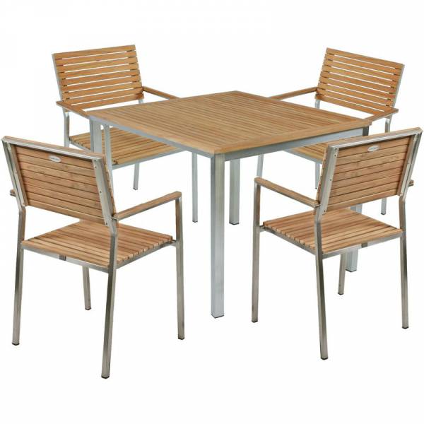 Garten Set Teak FSC, geölt, 5-teilig, Garten, Balkon, Terrasse