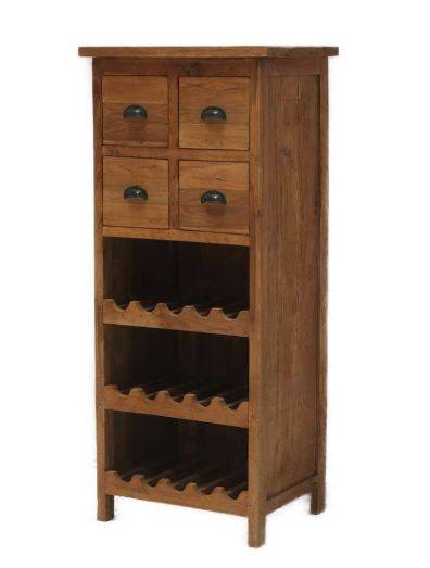Weinschrank Teakholz Massiv Weinregal Barschrank Schrank Regal Wein