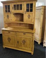 Gründerzeit Weichholz Küchenschrank mit Glas 140 cm